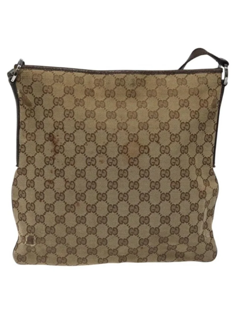 Authentic GUCCI GG Canvas Shoulder Bag Beige Silver 113013 - Picture 5 of 16